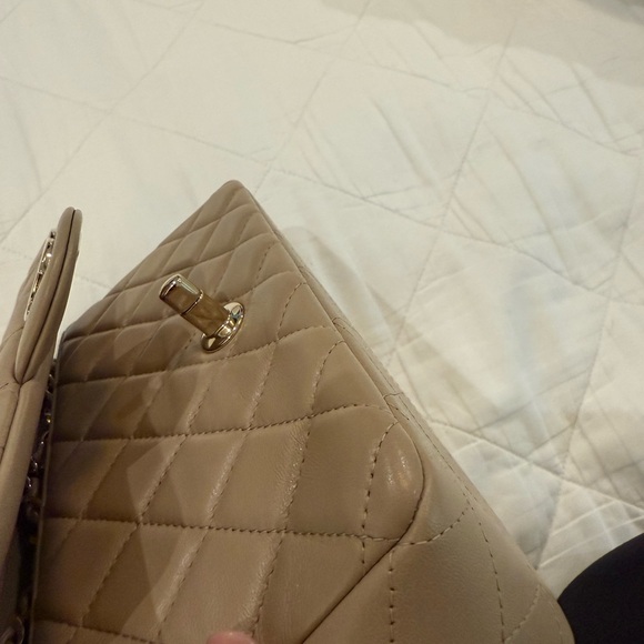 Chanel Beige Quilted Leather Bag